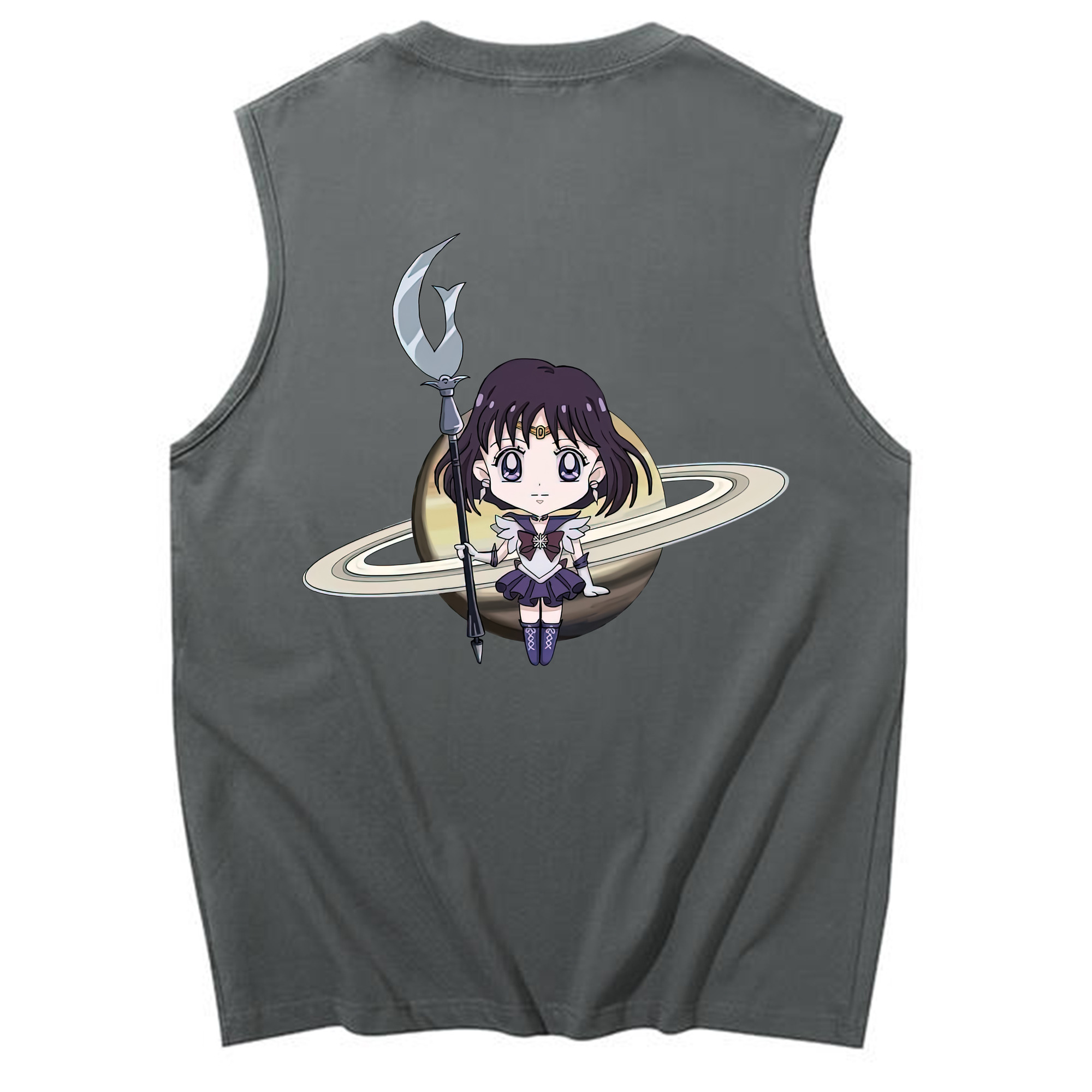 （画像用） 美少女戦士セーラームーン 土萠ほたる Sailor Moon Tomoe Hotaru （セーラーサターン；Sailor Saturn） コットン100％タンクトップ（背面プリント）